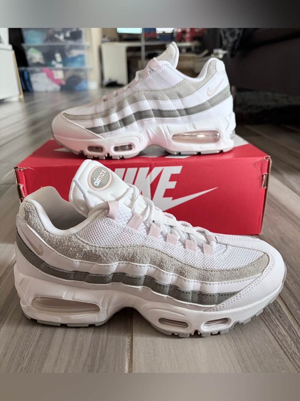 Women's Nike Air Max 95 OG Big Bubble Shoes - White Pearl Grey IB6396-102